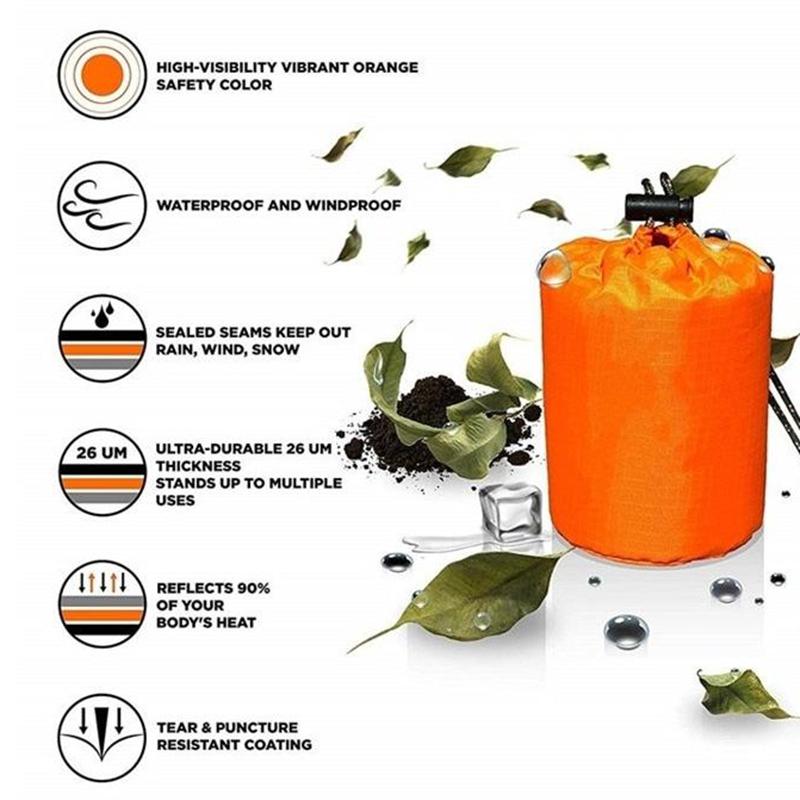 Аварийный спальный мешок для жизни на природе, теплоизоляция, водонепроницаемая полиэфирная пленка, аварийное кемпинговое, кемпинговое и спасательное снаряжение.