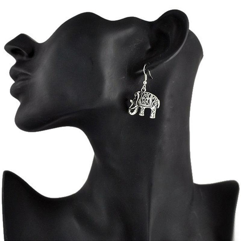 Женские ретро серьги-слоны из тибетского серебра с бирюзой