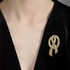 French High-End Golden Rope Bow Brooch Elegant Temperament Coat Corsage Coat Suit Retro Pin