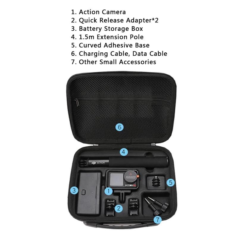 Для DJI OSMO Action 5 Pro 4/3 портативный чехол водонепроницаемая сумка зарядное устройство аккумуляторная подставка палка для селфи коробка для хранения аксессуары сумка