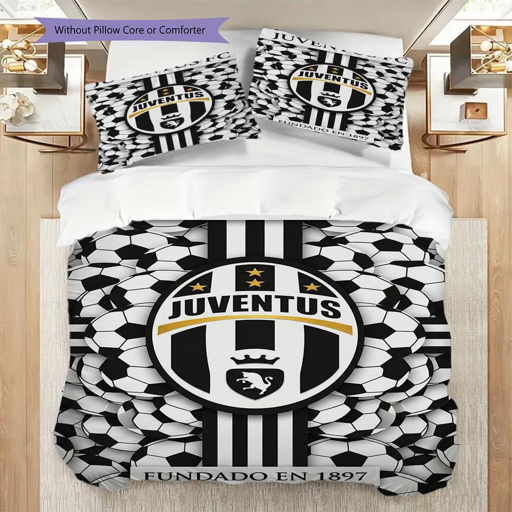Juventus Football Club Emblem Design Three-piece set (1 * duvet cover + 2 * pillowcase, without core) Bedding set Duvet cover and pillowcase