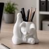 Funny Makeup Brush Holder 3D Printed Desk Storage Box Licking Paw Cat Statue  Stationery Storage
