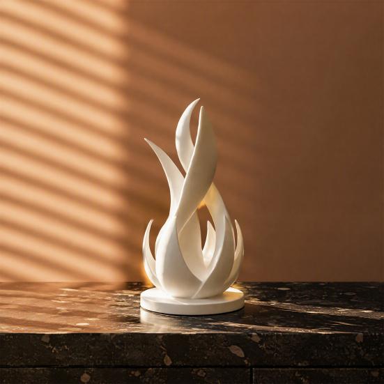 Modern Sculpture for Living Room 3D Printed Abstract Flame Sculpture, Minimalist Twisted Art Decorative Soft Furnishing Item Statue Desk And