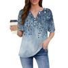 Women's T Shirt  Print Button Short Sleeve Daily Weekend Fashion Basic V- Neck Regular Top