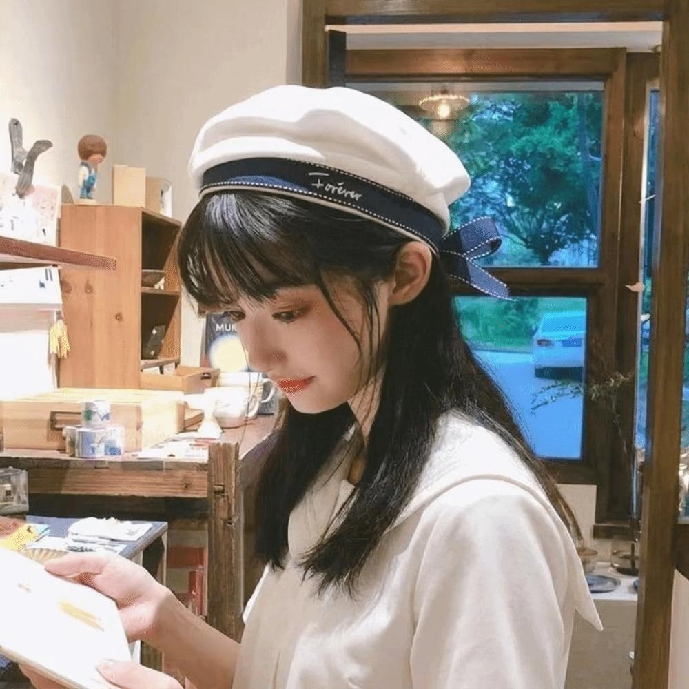 Tie JK Beret Cap Bowknot Painter Hat Casual Octagonal Cap Ladies