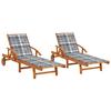 VidaXL Sun Loungers 2 Pcs with Cushions Solid Acacia Wood