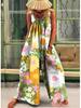 2025 Retro Floral Wide-Leg Women's Jumpsuit with Suspenders
