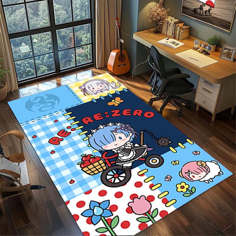 Large Area Floor Mat Rug "ReZero" Non Slip Washable Carpet Bedroom Gamer Room Decor—kwq81