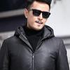 Sheepskin Down Jacket Hooded Genuine Leather Jacket for Men Pure Leather