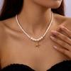 Mermaidcore Gold Color Starfish Choker Pendant Necklace for Women Imitation Pearl Collar Summer Beach Vacation Jewelry Gift