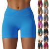 Women's Fashion Solid Color Cross Yoga Shorts Running Fitness Breathable 3/4 Pants