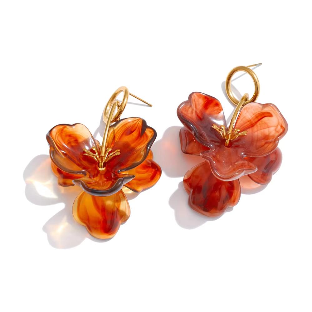 Eetit Arrivals White Resin Flower Dangle Earrings for Women Stainless Steel Summer Popular Jewelry Recommend 2025