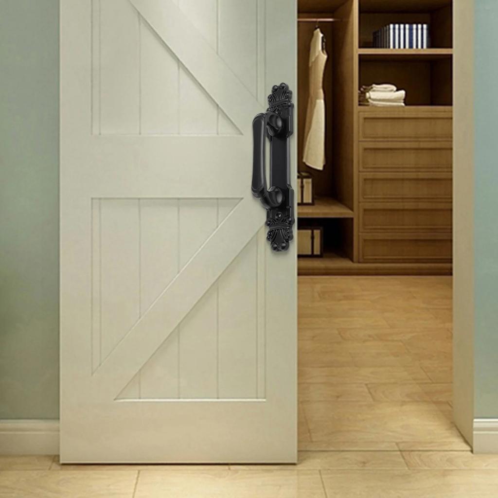 Ручка для раздвижной двери амбара, фурнитура для раздвижной двери, черная, прочная, внутренняя деревянная дверная ручка, ручка для мебельного шкафа без перфорации