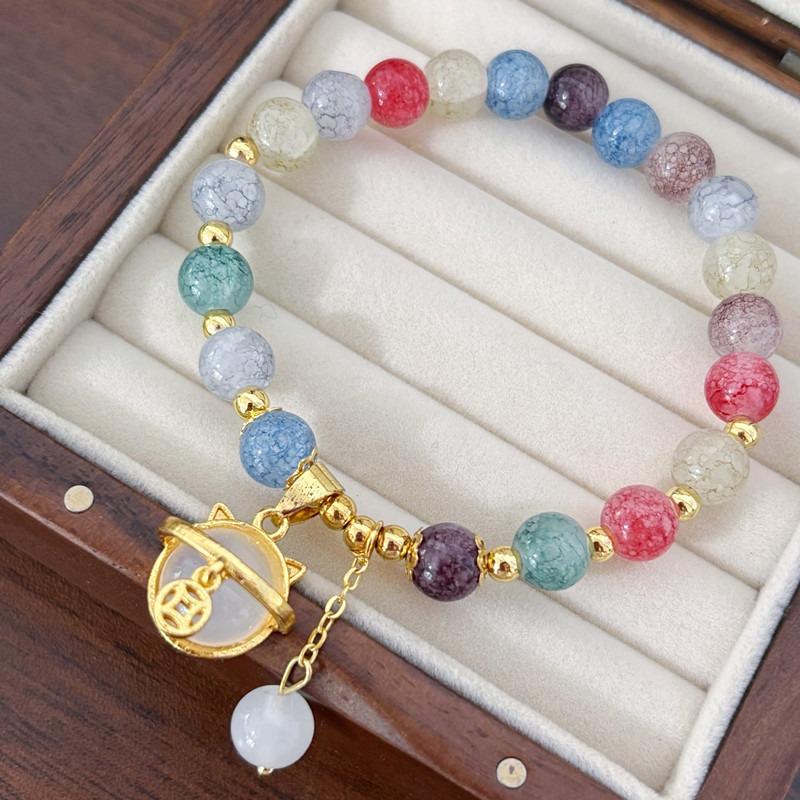 Цветной Браслет 'Счастливый Кот' Женский Нишевый Дизайн String Beads Браслет Ручной Работы