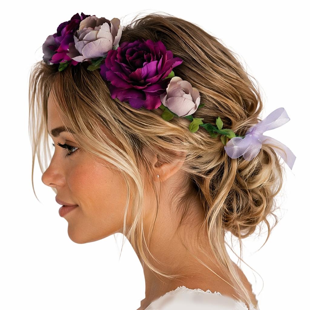 Wedding Bridal Hair Wreath Lightweight Flower Maternity Headband Multifunctional Rose Leaves Hair Wreath Party Hair Accessories