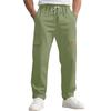Мужские льняные брюки карго с эластичной кулиской на талии, легкие летние пляжные брюки, однотонные повседневные прямые брюки