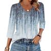 Women's T Shirt Print 3/4 Sleeve Daily Weekend Fashion Basic V- Neck Regular Top