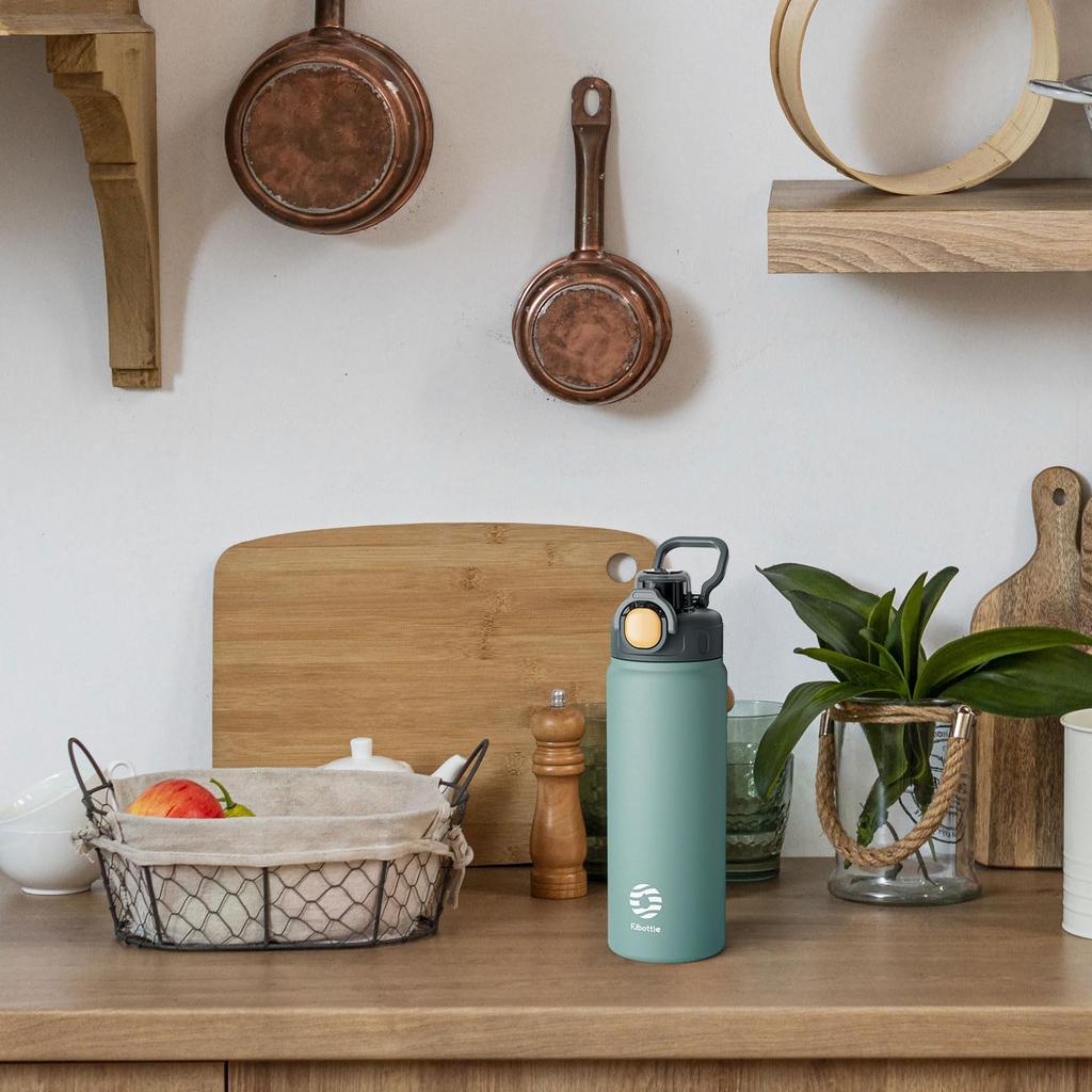 FJbottle Liter Vacuum Insulated Mug Bottle with 2nd Bottle with Keeps Drinks Hot or Easy To Wide Mouth Stainless Steel Includes Cleaning Sponge and