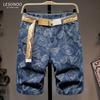 Men Jacquard Full Print Shorts for Men's Loose Straight Style Fashion Brand Fashion High Street Casual Denim Shorts