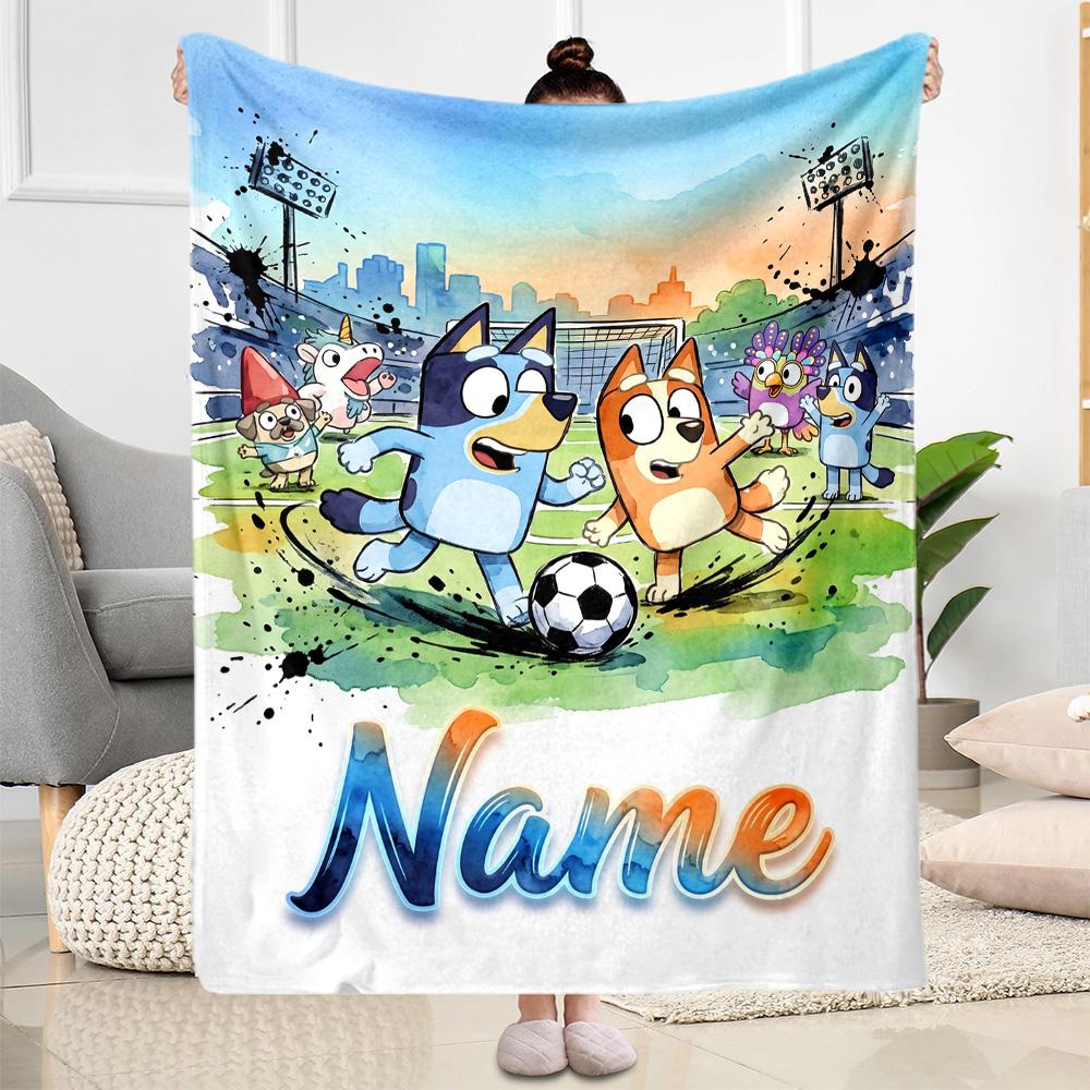 Christmas Football Fun Customize Your Name Blanket Gift Personalized Blanket Ultra-Soft Perfect for Couch Bedding Chair Office Chair