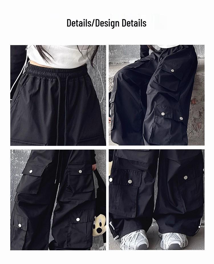 Новые брюки карго с широкими штанинами для девочек 2025 года: Стильная осенняя уличная одежда для подростков