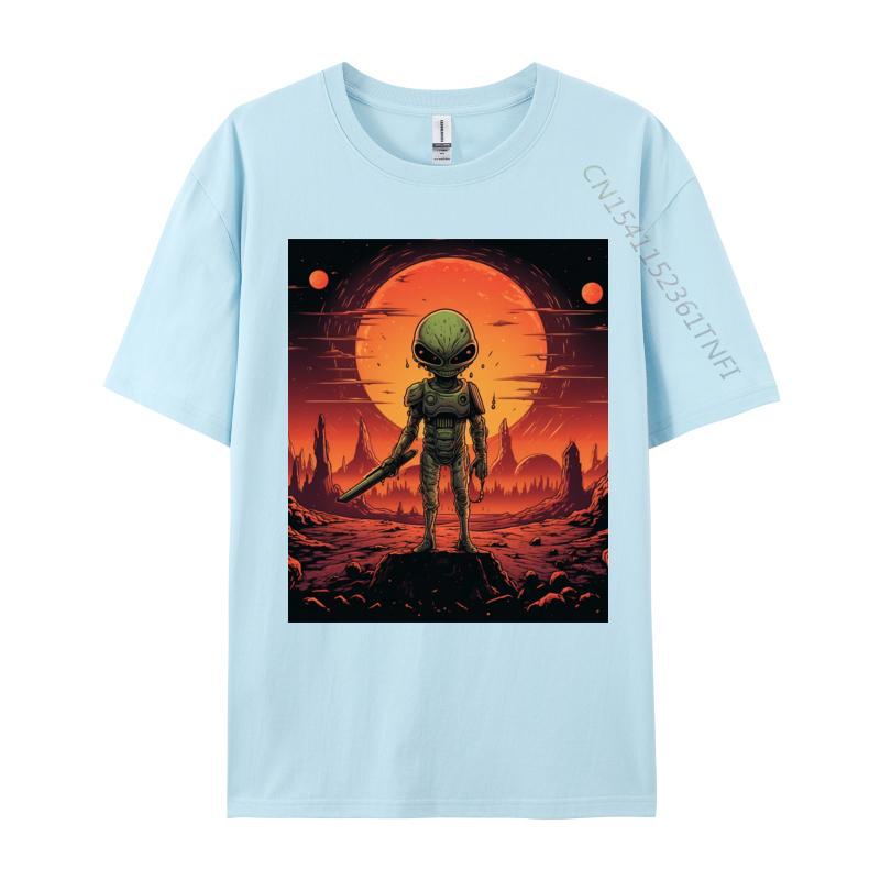 Printing Tops Tees Alien In Armor Tshirts 100 Cotton Fabric Student T Shirt Casual Tops Tees Clothing