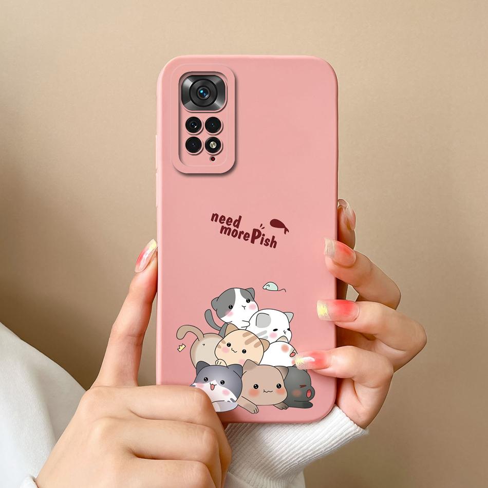 Чехлы для Xiaomi Redmi Note 11S Мультяшный Жидкий Силикон Полное Покрытие Защита от Падений Чехол для Xiaomi Redmi Note11S 11 S Coque Capa