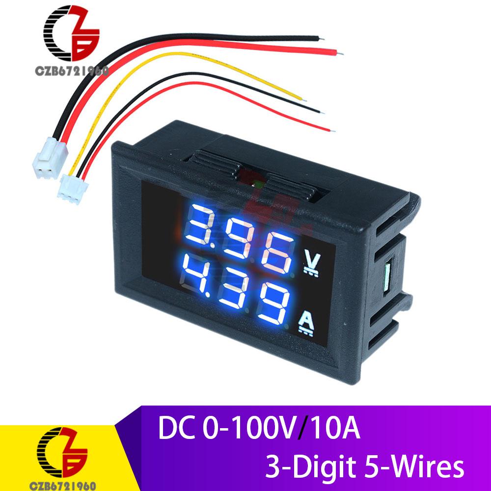 Mini DC Digital Voltmeter Ammeter 100V 10A 50A 100A Voltage Current Meter Solar Battery Car Volt Amp Tester Monitor Detector