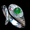 Yang Green Jade Spirit Snake Adjustable Women's Ring - Elegant Design, Versatile and Luxurious Jade Inlay.