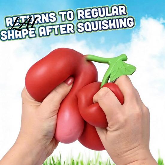 Squeeze Cherry Toys Double Stress Relief Toy Soft Fake Tactile Flour Filling Sensory Fidget Toy for Hand Relaxation