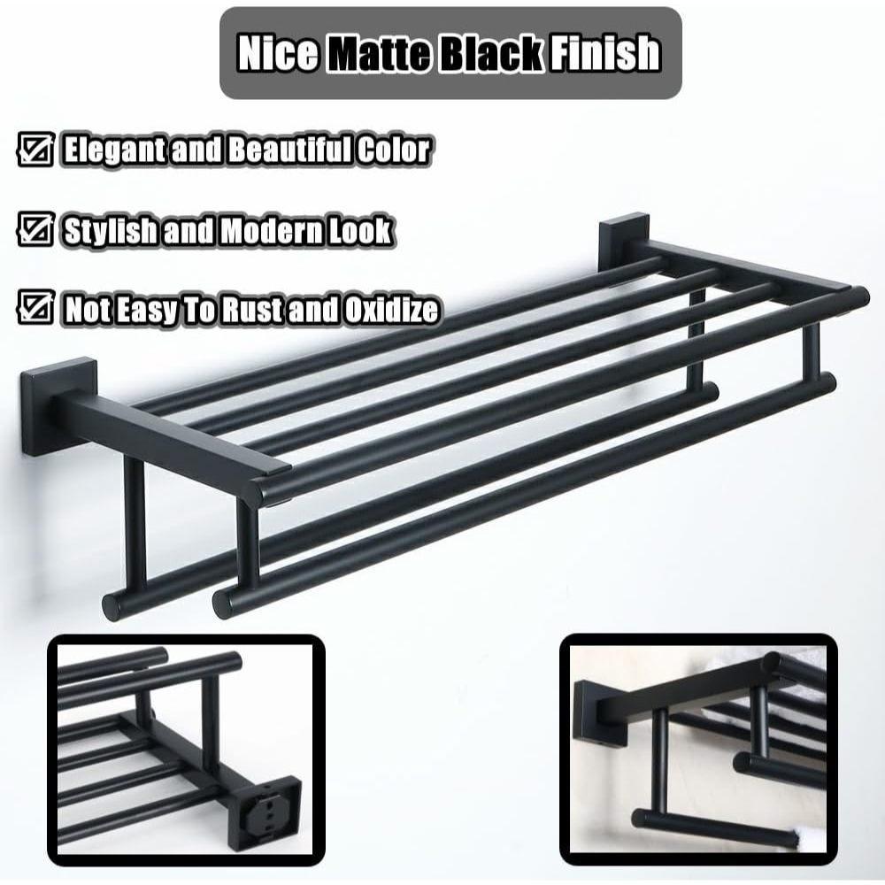 Полка для полотенец из нержавеющей стали SUS 304 Практичная двойная перекладина Полка для полотенец Бытовой держатель для настенного монтажа в ванной
