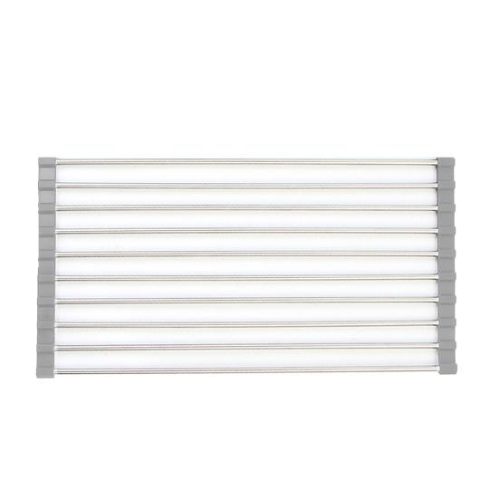 Yousheng Foldable Roll Up Dish Drying Rack Stainless Steel Sink Roller Organizer Practical Kitchen Gadget for Fruits Vegetables Cutlery