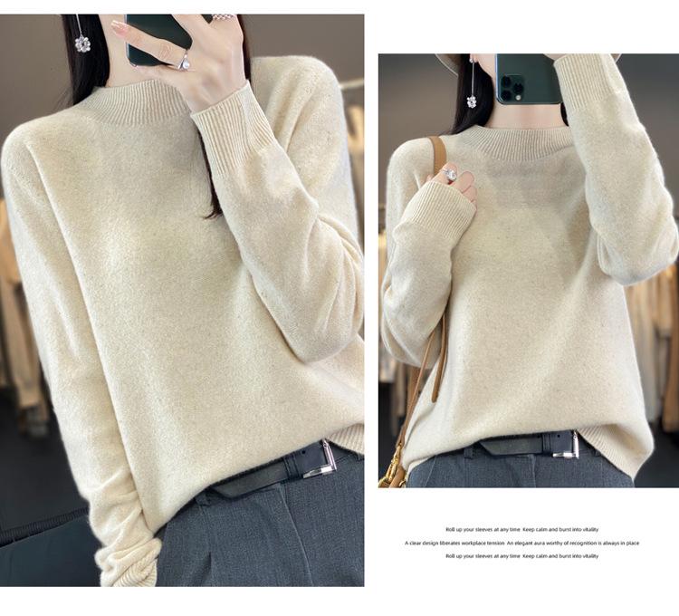 Women's Cozy Round Neck Knitted Wool Sweater