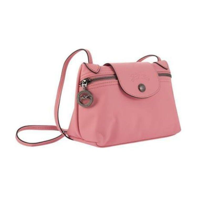 Longchamp Le Pliage Snap Button Zipper Closure Leather Shoulder Crossbody Bag Women Bags Pink 10188987018
