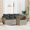 5-Piece Garden Sofa with Light Grey Cushions Poly Rattan 3357105