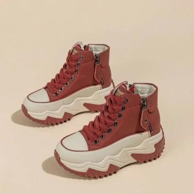 Высокие женские кроссовки на платформе женские ботильоны роскошные кожаные повседневные туфли для женщин осенние туфли на молнии из вулканизированной кожи Tenis