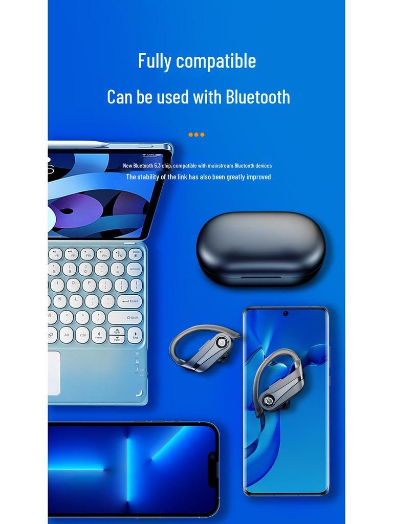 Ультра-длительное время работы, шумоподавление, заушные TWS Bluetooth-наушники для спорта и игр