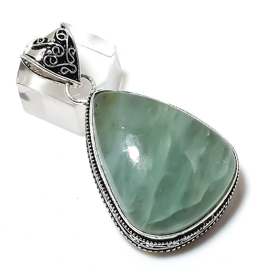 Natural Aquamarine Gemstone Handmade 925 Sterling Silver Pendant 2.05" a4F44