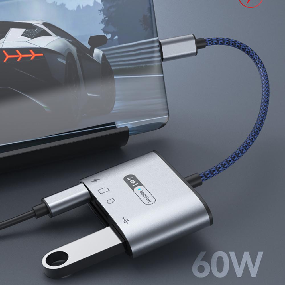 Устройство чтения карт 4-в-1 типа C для передачи данных SD и TF USB 3.0 USB-C Быстрая зарядка