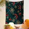 Snowflakes and Red Berries Pattern Patterned Tapestry Decorative Wall Hanging, Home Bedroom Living Room Decor