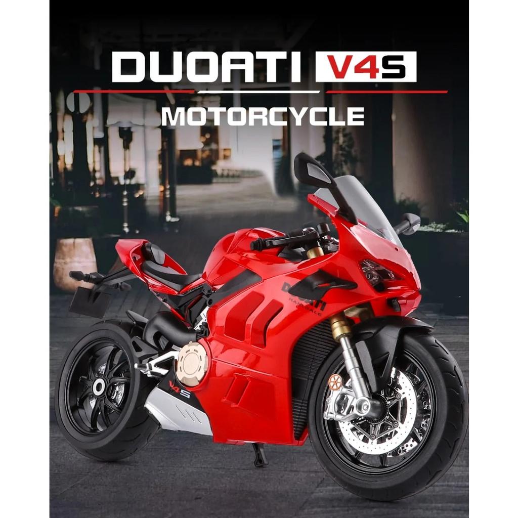 Модель мотоцикла DUCATI V4S в масштабе 1/9 из сплава со светом - Премиальная игрушечная машинка-реплика для детей, подарок для энтузиаста гонок