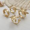 Starfish Shell Open Rings for Women Men Gold Color Irregular Textured Starfish Adjustable Rings Set Jewelry Gifts