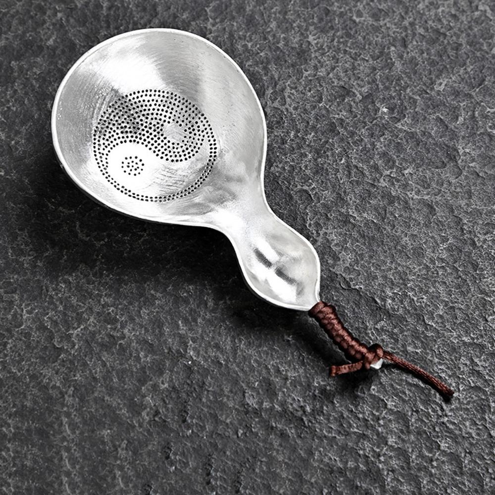 Creative Tea Drain Pure Tin Tea Set Gourd Filter Japanese Handmade Hammered Leaf Filter Kung Fu Tea Ceremony Gift for Friends