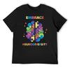 Embrace Neurodiversity Brain Autism T-Shirt Summer Top Summer Clothes Tees Shirts Men Graphic