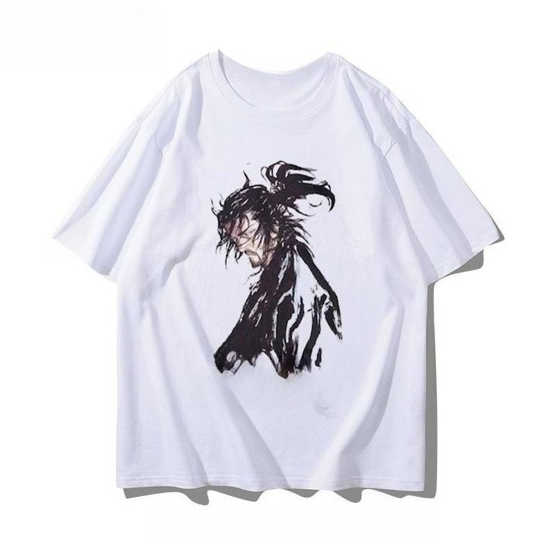 2025 Осень и Зима Новая Мужская и Женская Футболка с Ретро Принтом Рыцаря Чистый Хлопок Круглый Вырез Удобная Высококачественная Футболка