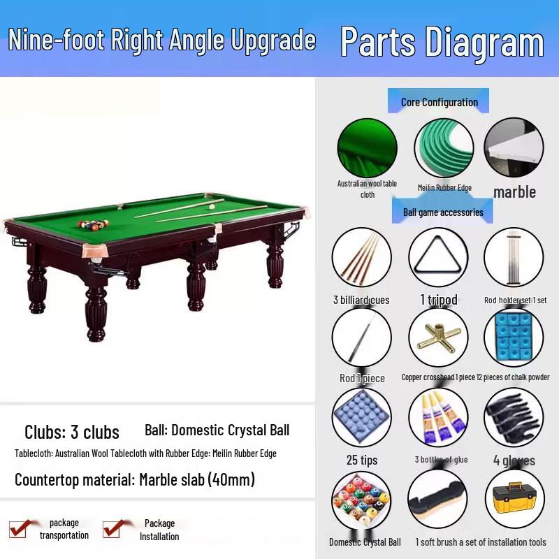 Yidong Chinese 8-Ball Slate Billiard Table