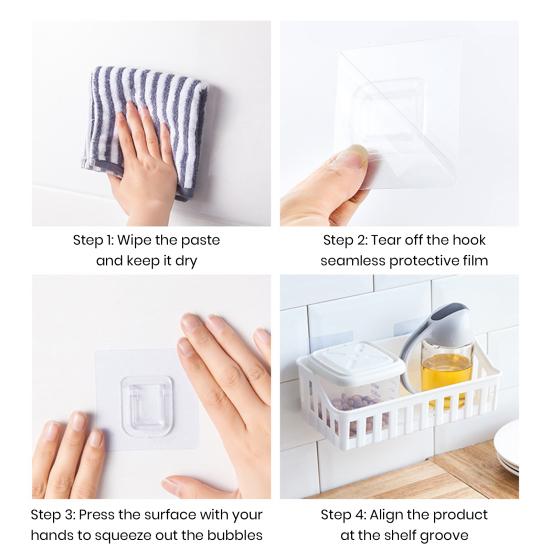 2Pcs Wall Mounted Bathroom Shelf Punch-Free Installation Plastic Soap Draining Holder for Toiletries Shampoo Shower Caddy Multifunctional Brush Sponge