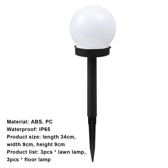 3шт солнечный садовый водонепроницаемый энергосберегающий светильник с автоматической сферической зарядкой газонная лампа для патио