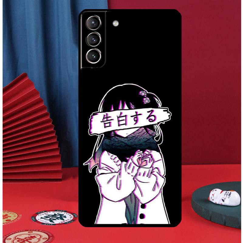 Грустный Аниме Эстетичный Чехол для Телефона Senpai для Samsung Galaxy S24 Ultra S9 S10 S20 S21 S22 Plus S23 FE S25 Ultra Задняя Крышка