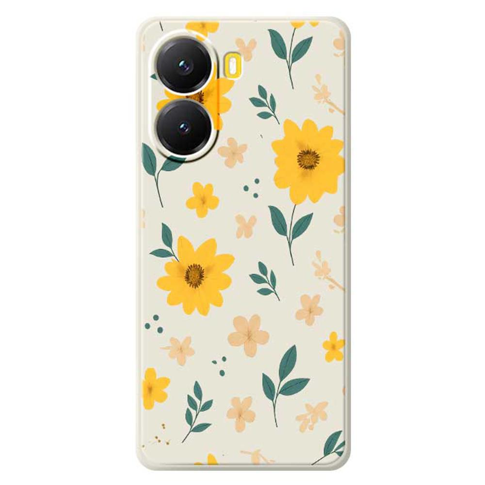 For Xiaomi Redmi Turbo 4 5G/Poco X7 Pro 5G Case Yellow Floral and Leaves Pattern Printing Straight Edge TPU Phone Back Cover